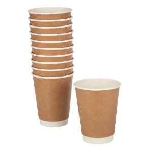 P-Fiesta Recyclable Coffee Cups Double Wall Kraft 340ml / 12oz (Pack of 500) [GP440]