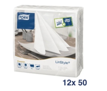 P-Tork Premium Linstyle Dinner Napkin White 40x40cm 1/4 Fold (Pack of 600) [DP180]