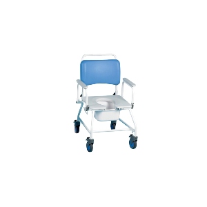 Atlantic Commode & Shower Chair 18in, with footrest and disposable pan rack