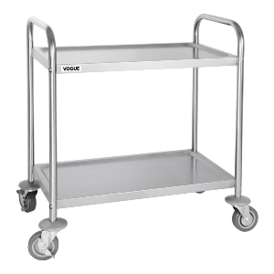 2 Tier Stainless Steel Clearing Trolley - Small [F996]
