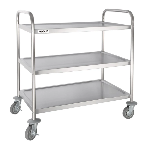 3 Tier Stainless Steel Clearing Trolley - Large [F995]
