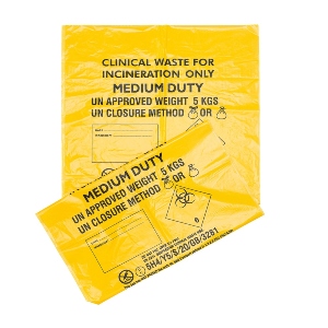 Yellow Clinical Waste Sacks 16x25x39 (pk 200)
